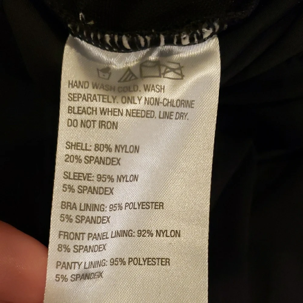 G by Giuliana Black Sheer Long-Sleeve V-Neck One-Piece Swimsuit - Picture 8 of 10